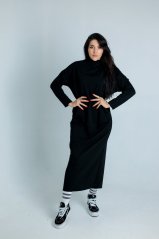 Dámské originální stylové černé šaty