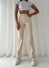 Krémové dámské široké džíny
